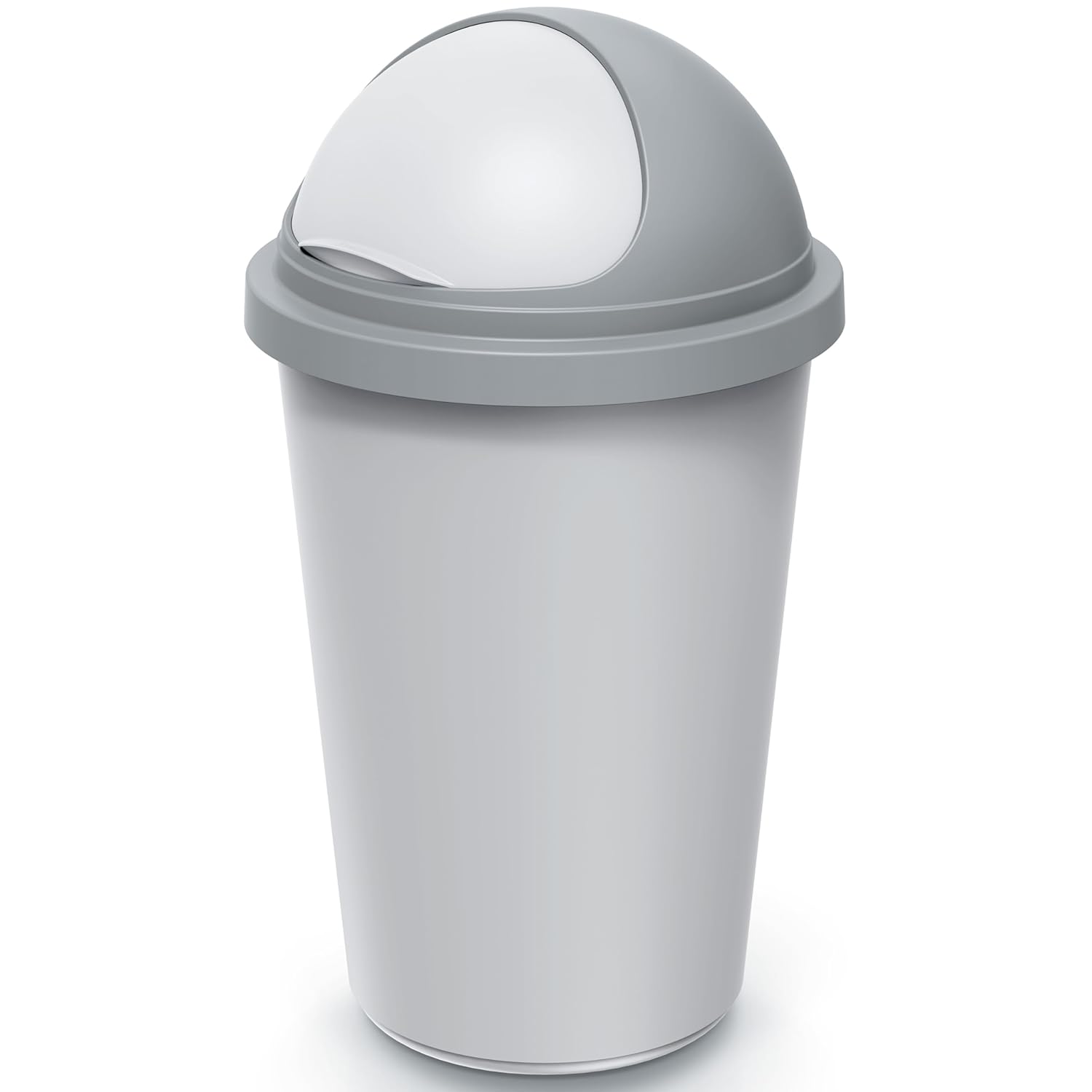 Monzana® Mülleimer Küche 50L mit Schiebedeckel 100% Recycelter Kunststoff Abfalleimer Büro Papierkorb Biomüll Gelber Sack Silber Grau