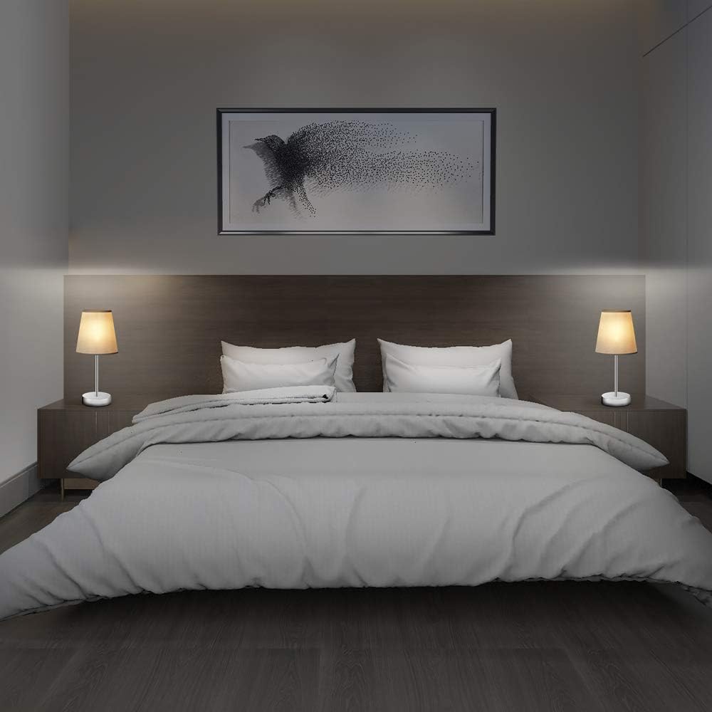 MONZANA® Nachttischlampe 2er Set 32cm Stoff Grau Taupe Anthrazit Weiß Wohnzimmer Schlafzimmer Lampe Leuchte Tischlampe Nachttischleuchte Tischleuchte — Ansicht 2