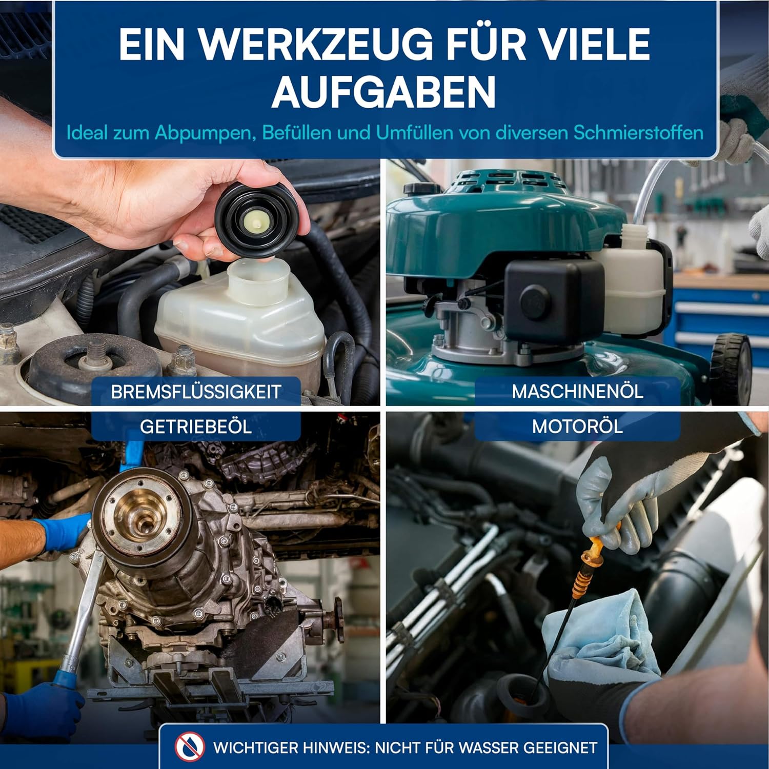 MONZANA® Ölabsaugpumpe 500 ml Metall Handpumpe T-Griff Ölpumpe für Ölwechsel Absaugpumpe von Motoröl und Getriebeöl Sauberes Öl Spritze mit Schlauch — Ansicht 6