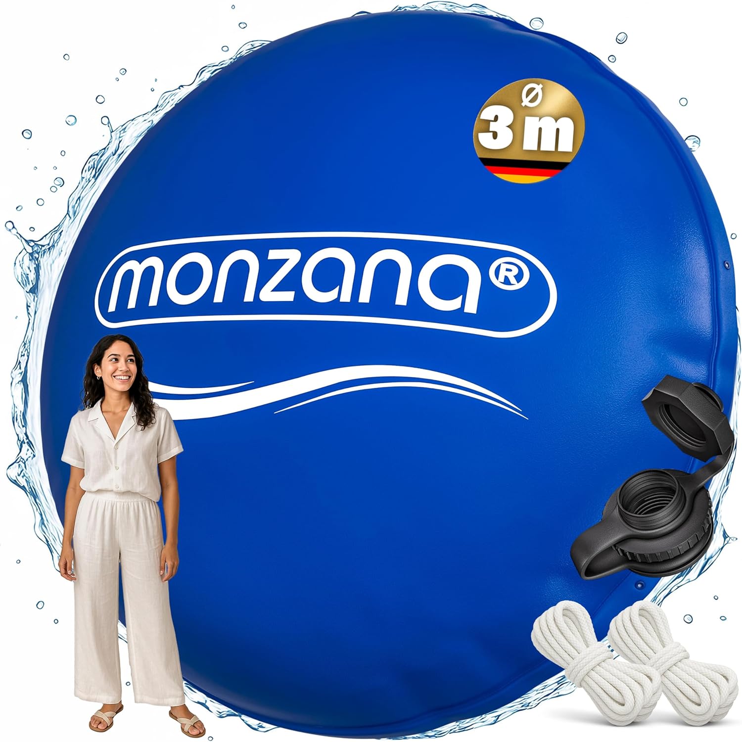 Monzana® Poolkissen 3m Winter Rund Chlorbeständig 2X Seil PVC Verstärktes Material bis -20° Doppelnaht Sicherheitsventil 6 Ösen Luftkissen Pool Abdeckung