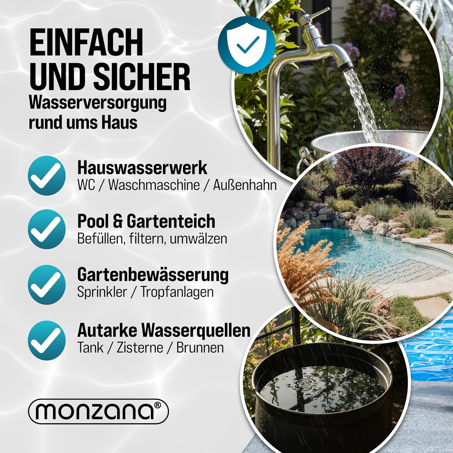 MONZANA® Pumpensteuerung Trockenlaufschutz 10 bar Druckschalter Hauswasserwerk Pumpendruckregler Pumpenschalter Druckwächter Baranzeige mit Kabel — Ansicht 5