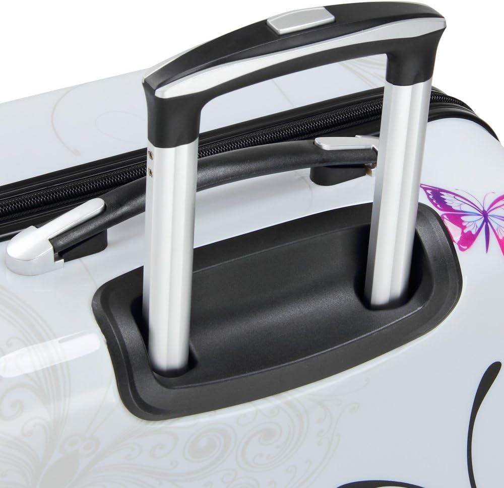 monzana Reisekoffer Hartschalenkoffer Butterfly Hartschale Trolley Koffer | ABS-Kunststoff | PC beschichtet | Alu Teleskopgriff | gummierte Zwillingsrollen | Größe XL — Ansicht 3