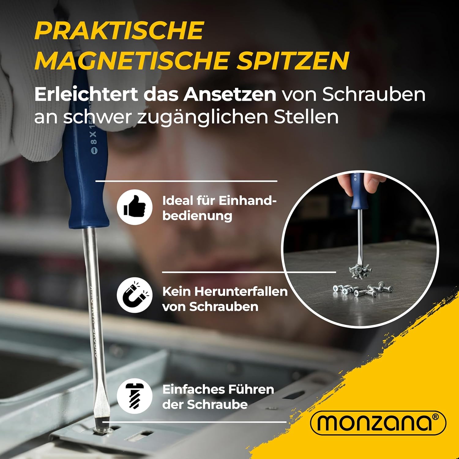 MONZANA® Schraubendreher Set 12 tlg. inkl. Koffer Chrom-Vanadium-Stahl Werkzeugset Schraubenzieher Satz Schlitz Kreuz — Ansicht 4