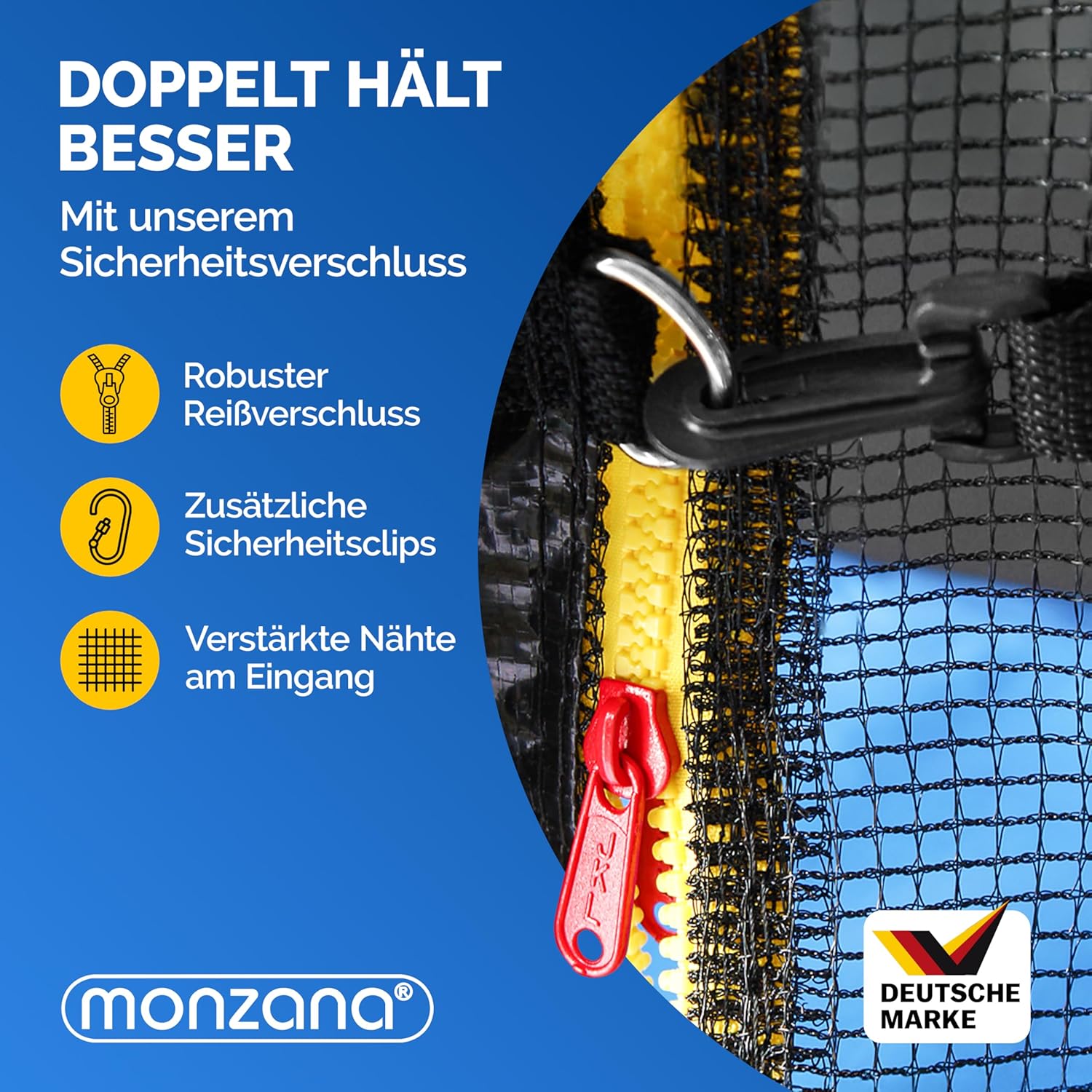 Monzana® Sicherheitsnetz Trampolin Ø 183/244/305/366/427 cm 6-8 Stangen UV-beständig Trampolinnetz Trampolinschutz — Ansicht 6