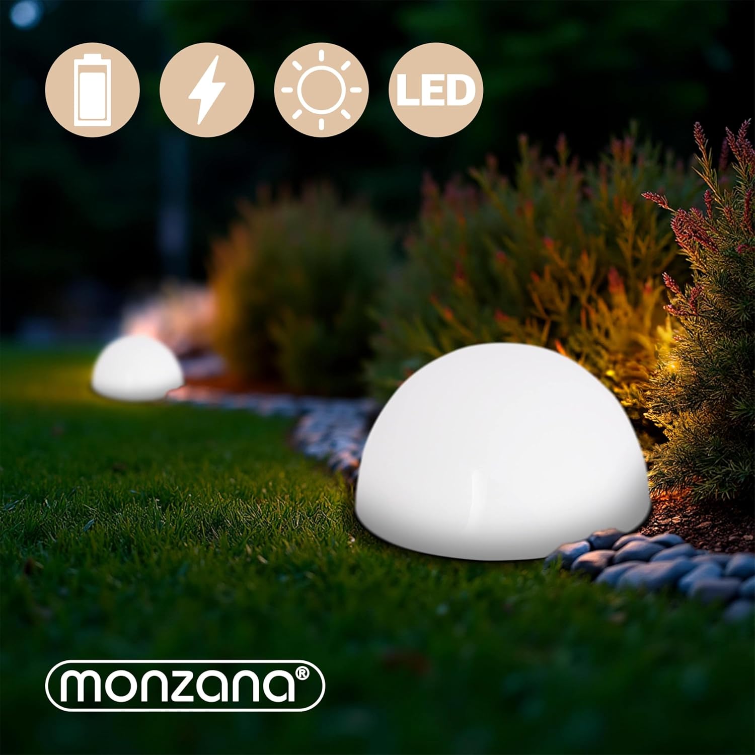 Monzana® Solarlampe für Außen 6er Set LED Wetterfest IP44 Dämmerungssensor Garten Außenleuchte Hängend Solar Kugel Weiß Wand Boden Lampe Balkon Deko — Ansicht 2