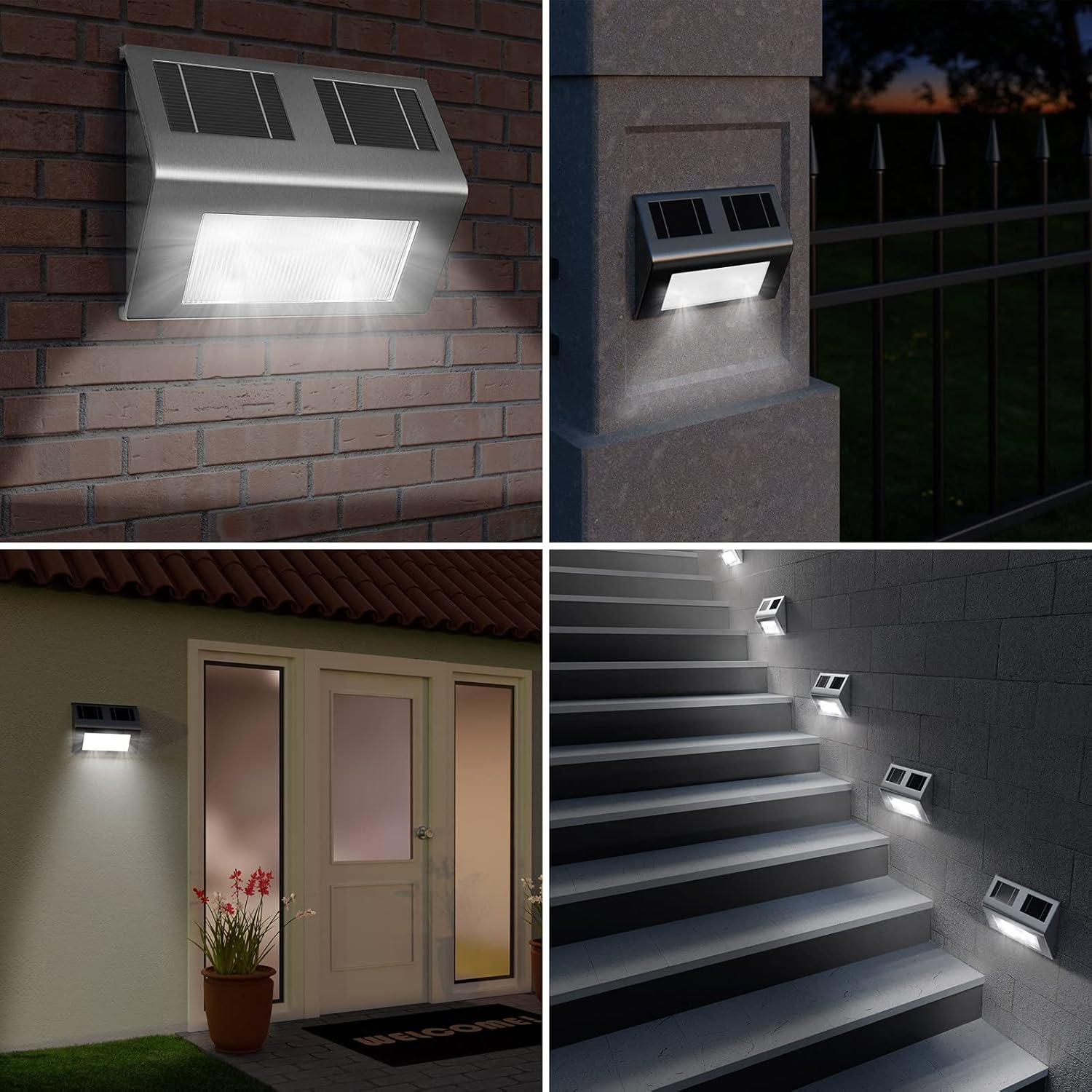 Monzana® Solarstrahler für Außen Edelstahl IP65 Solar Außenlampe mit Dämmerungssensor LED Solarleuchte Wand Garten Terrasse Solar Scheinwerfer für Außen — Ansicht 2