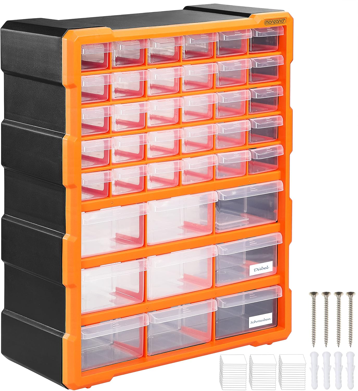 MONZANA® Sortimentskasten MW1502 39 Schubladen 47,5x38x16cm Trennwände bis 72 Fächer Werkstatt Sortierbox Sortierkasten