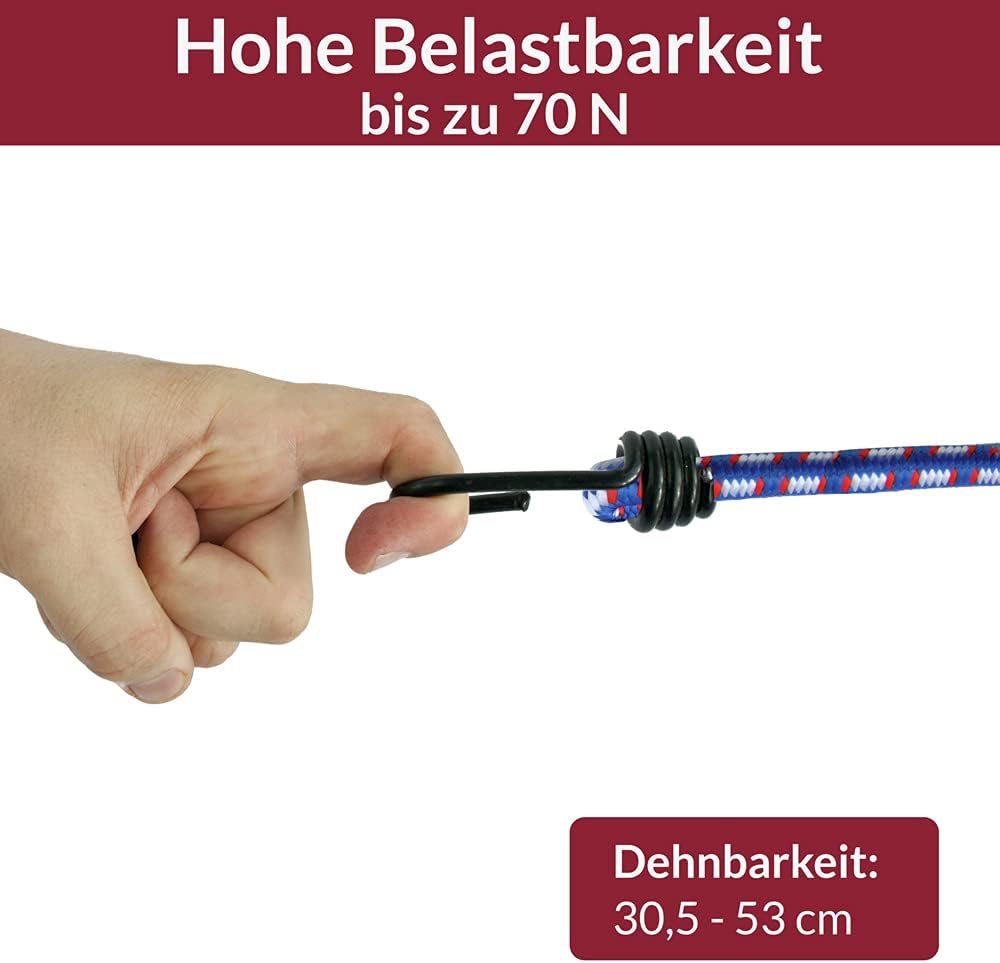 MONZANA® Spanngummi mit Haken Sicherer Halt & vielseitig einsetzbar 10er Set Expander 30,5cm wetterfest Gepäckspanner Gummispanner mit Haken — Ansicht 6