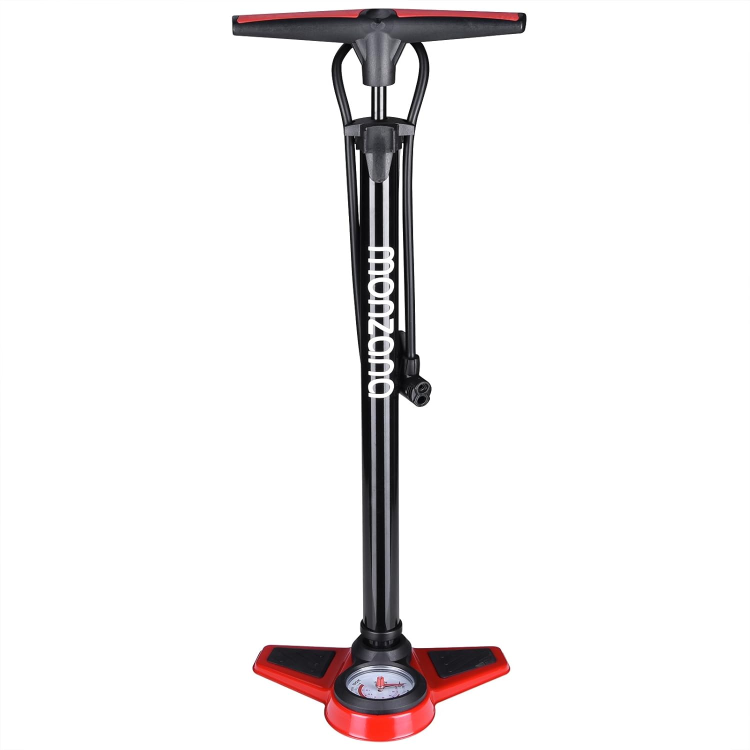 Monzana Standluftpumpe inkl 3 Zusatzadapter 100 cm Schlauch Luftpumpe bis 7 bar für Fahrrad Auto Luftmatratze Motorrad — Ansicht 3