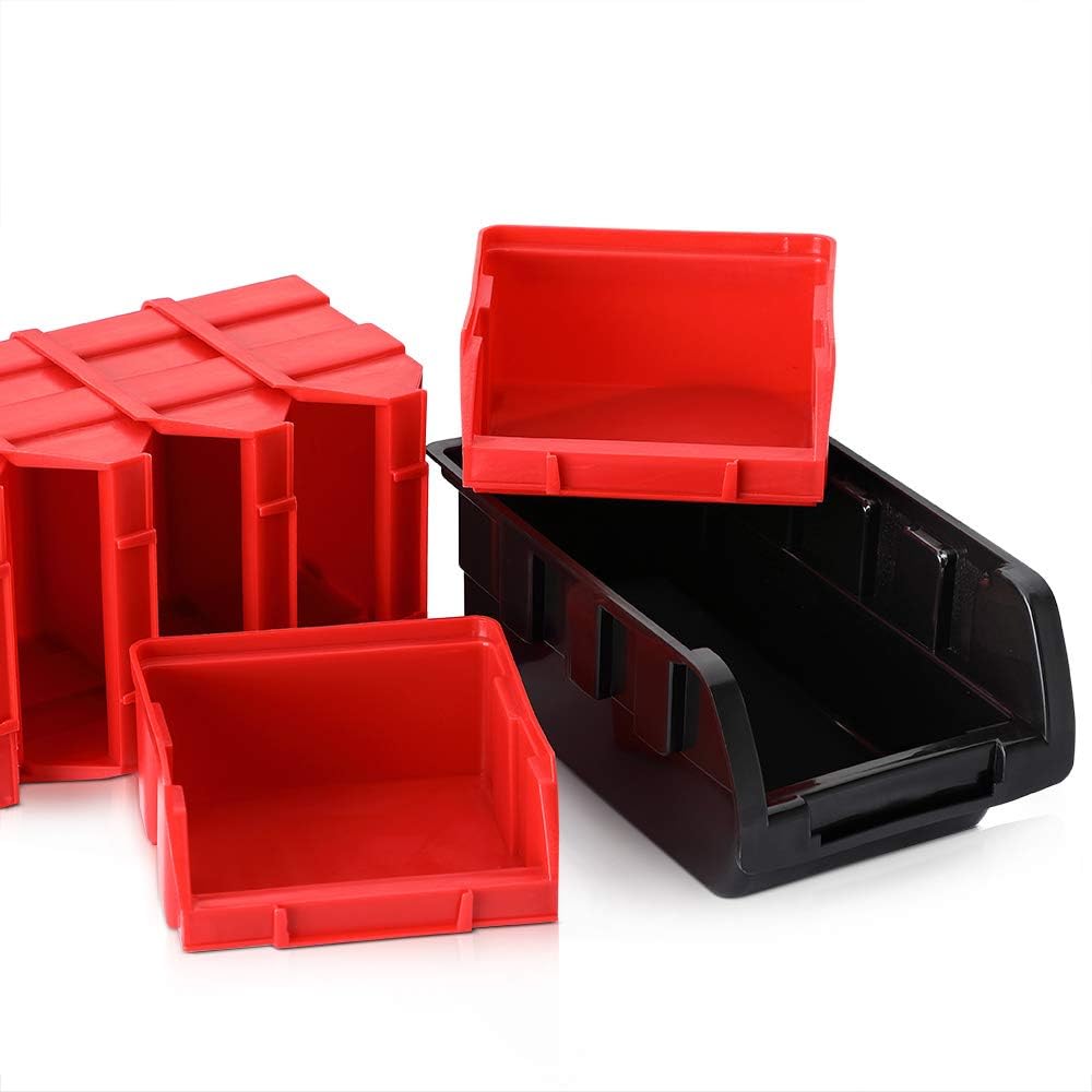 MONZANA® Stapelboxen 64 tlg. Erweiterbar Etikettenfach Stabil Stoßfest Starke Wandplatten Wandregal Werkstattregal Werkzeuglochwand Kleinteilemagazin — Ansicht 2