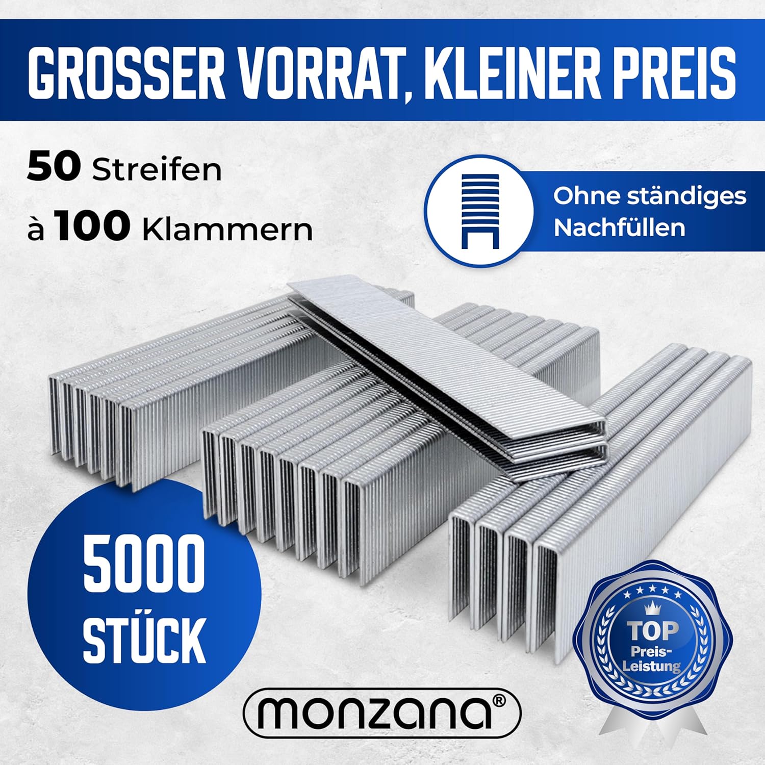 MONZANA® Tackerklammern 25 mm Verzinkt Passgenau für Druckluft Elektro Akku Tacker 5000 Stück 5,8 mm Für Montage Innenausbau Möbel — Ansicht 5
