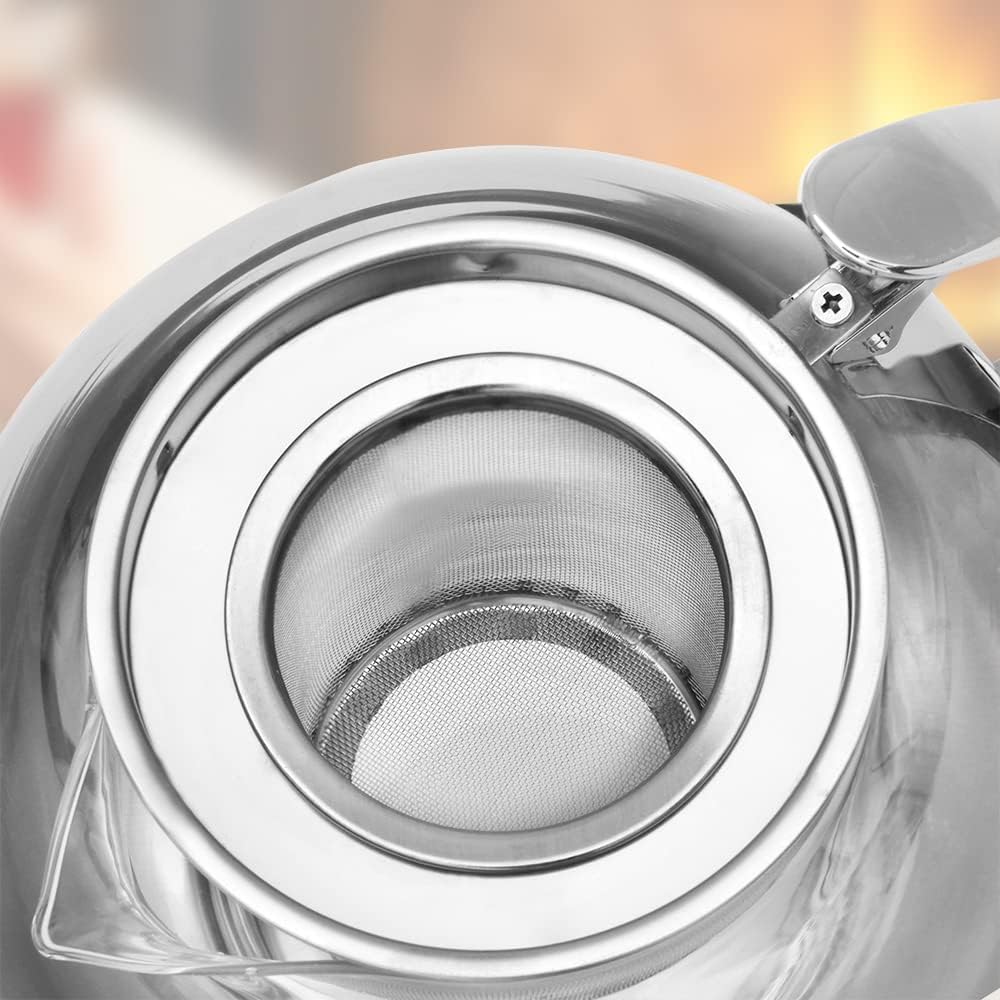 MONZANA® Teekanne mit Siebeinsatz Glas 1,2 Liter Hitzebeständig Teesieb Herausnehmbar Glaskanne für losen Tee Edelstahl Deckel Borosilikatglas Henkel — Ansicht 3