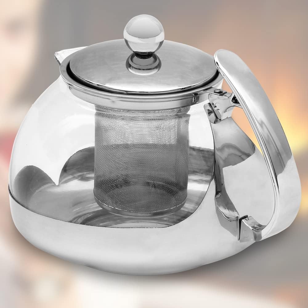 MONZANA® Teekanne mit Siebeinsatz Glas 1,2 Liter Hitzebeständig Teesieb Herausnehmbar Glaskanne für losen Tee Edelstahl Deckel Borosilikatglas Henkel — Ansicht 4