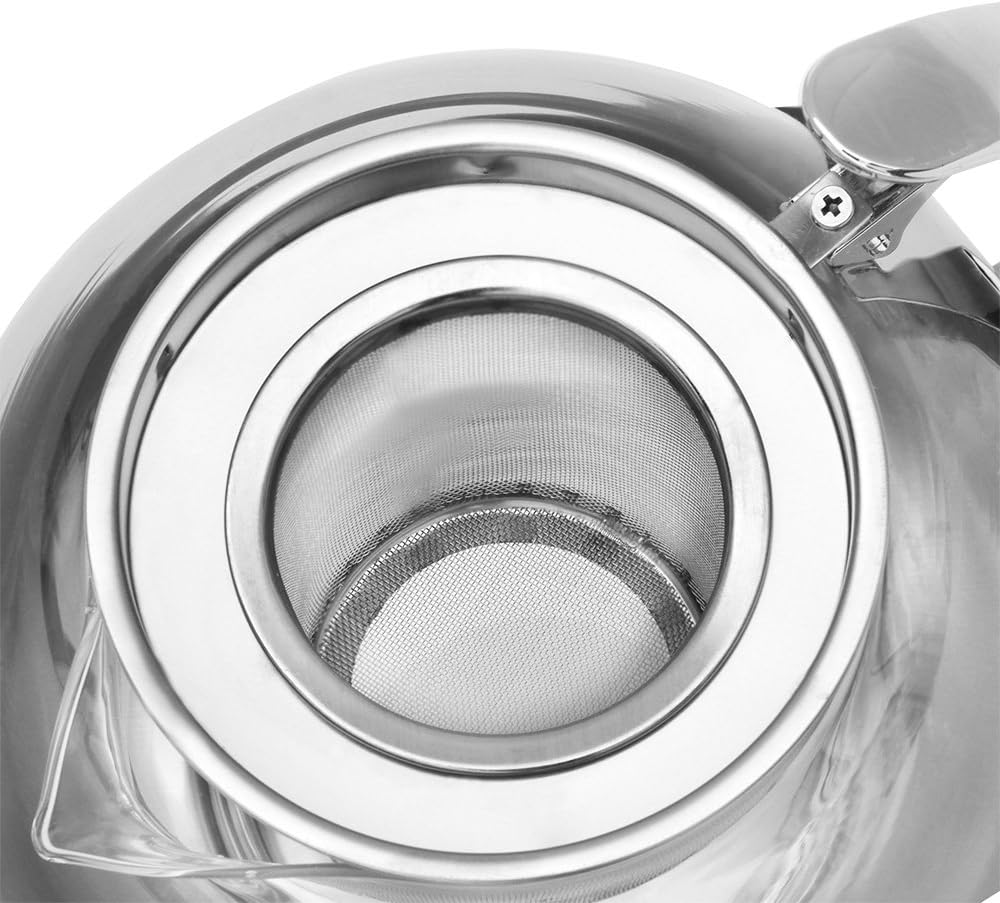 MONZANA® Teekanne mit Siebeinsatz und 4 Gläser 1,2 Liter Hitzebeständig Teesieb Herausnehmbar Glaskanne für losen Tee Edelstahl Deckel Borosilikatglas — Ansicht 3