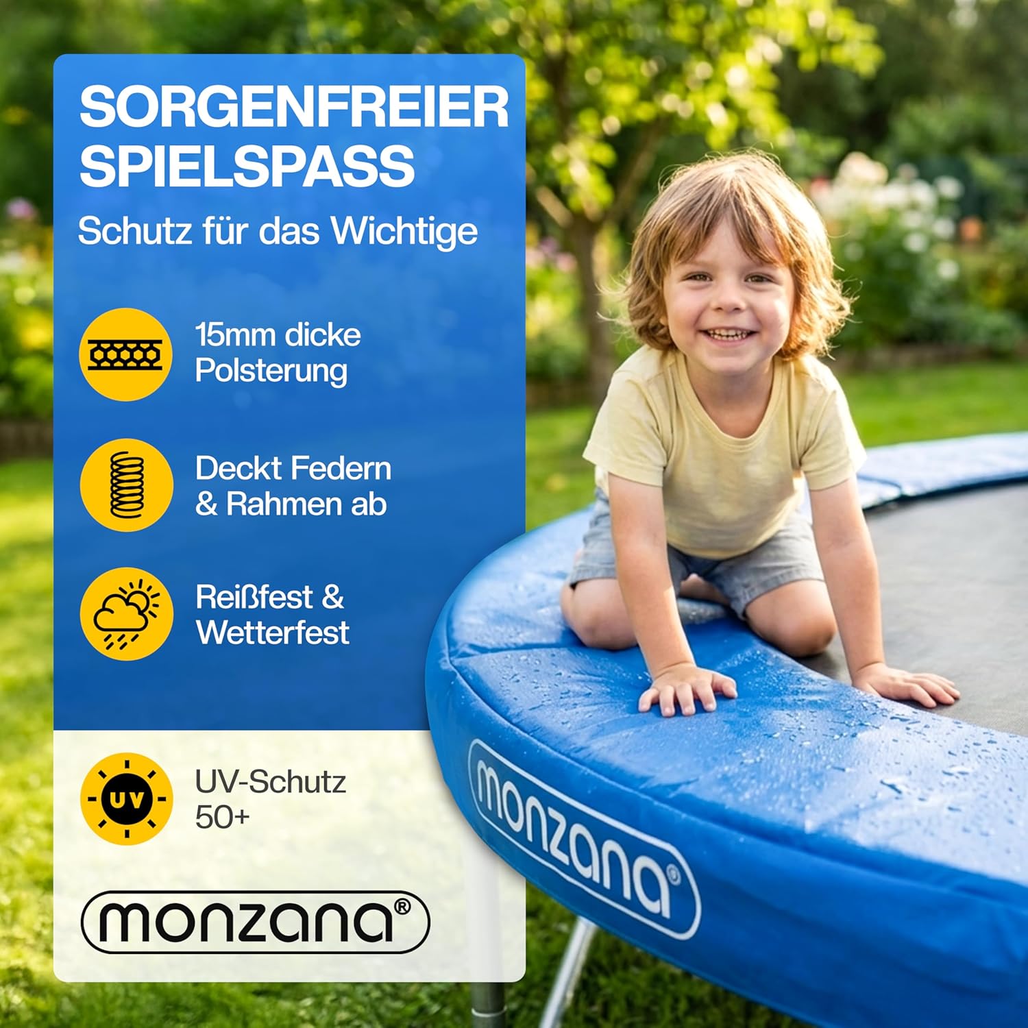 Monzana® Trampolin Randabdeckung Ø 183 244 305 366 427cm 30cm breit 100% UV-beständig reißfest wetterbeständig universell Federabdeckung Randschutz — Ansicht 2