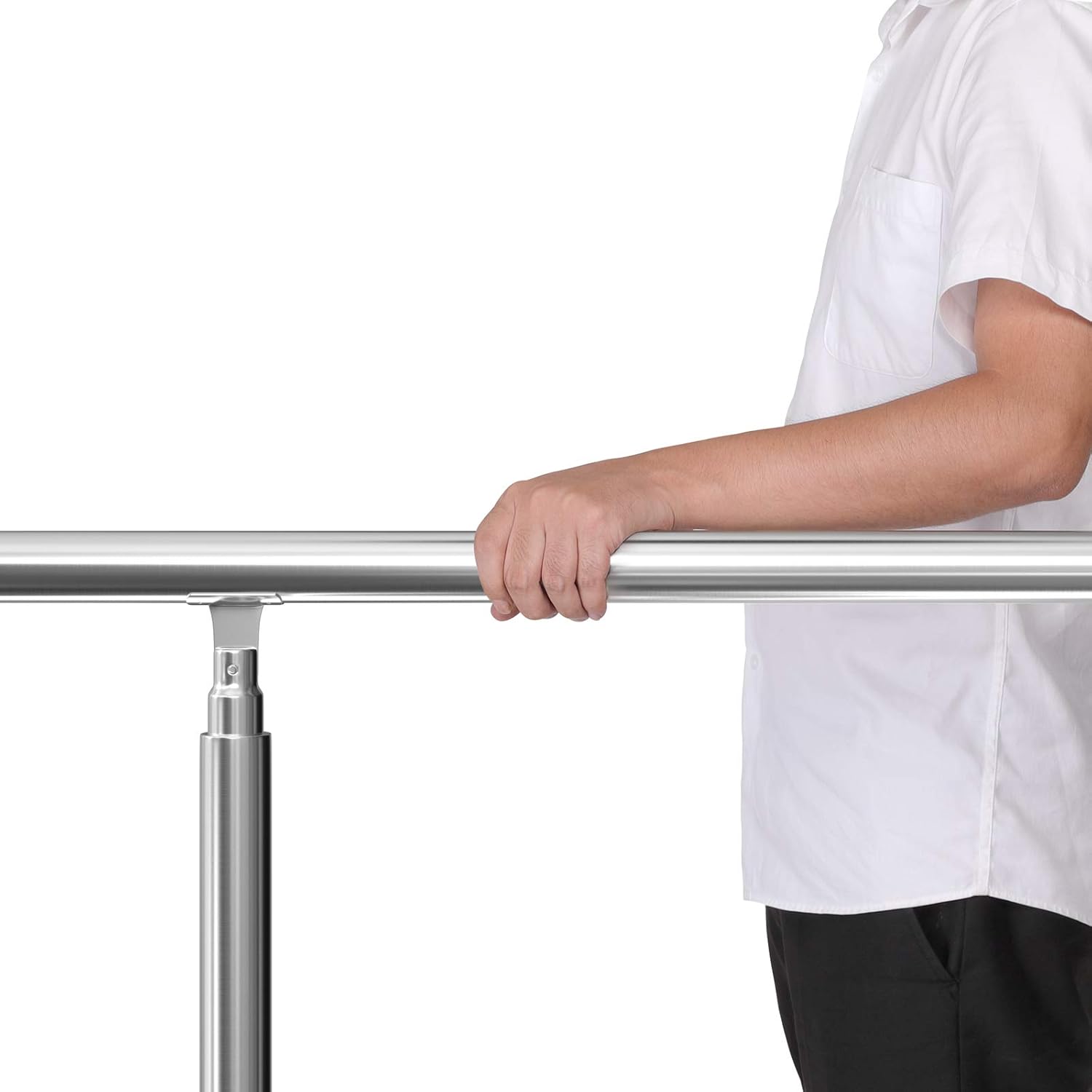 MONZANA® Treppengeländer Edelstahl Pflegeleicht 100cm mit 2 Querstreben Innen und Außen Handlauf Geländer Brüstung Balkon — Ansicht 5