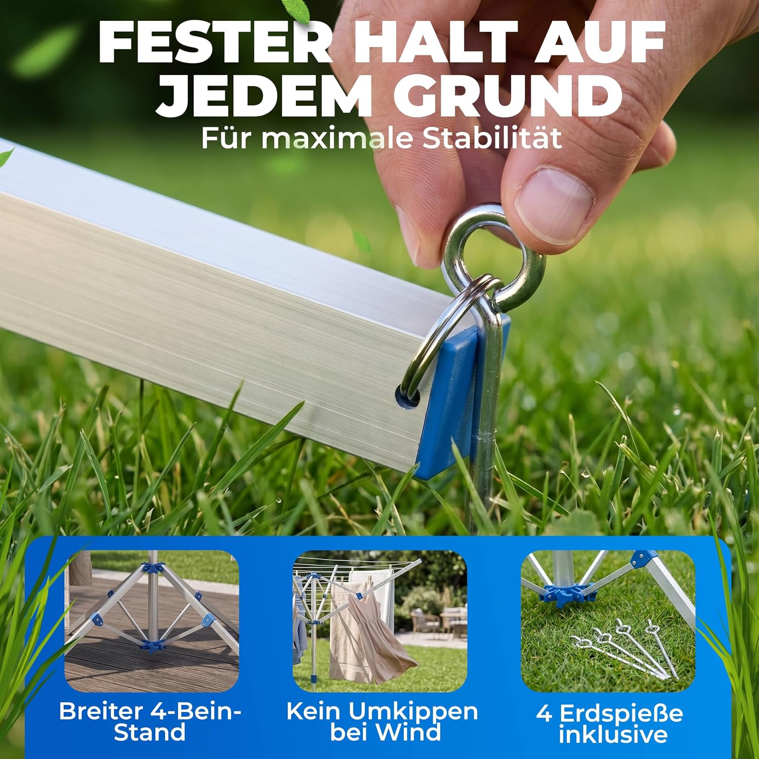 Monzana® Wäschespinne Höhenverstellbar Camping Wäscheständer Wäscheleine Garten — Ansicht 5