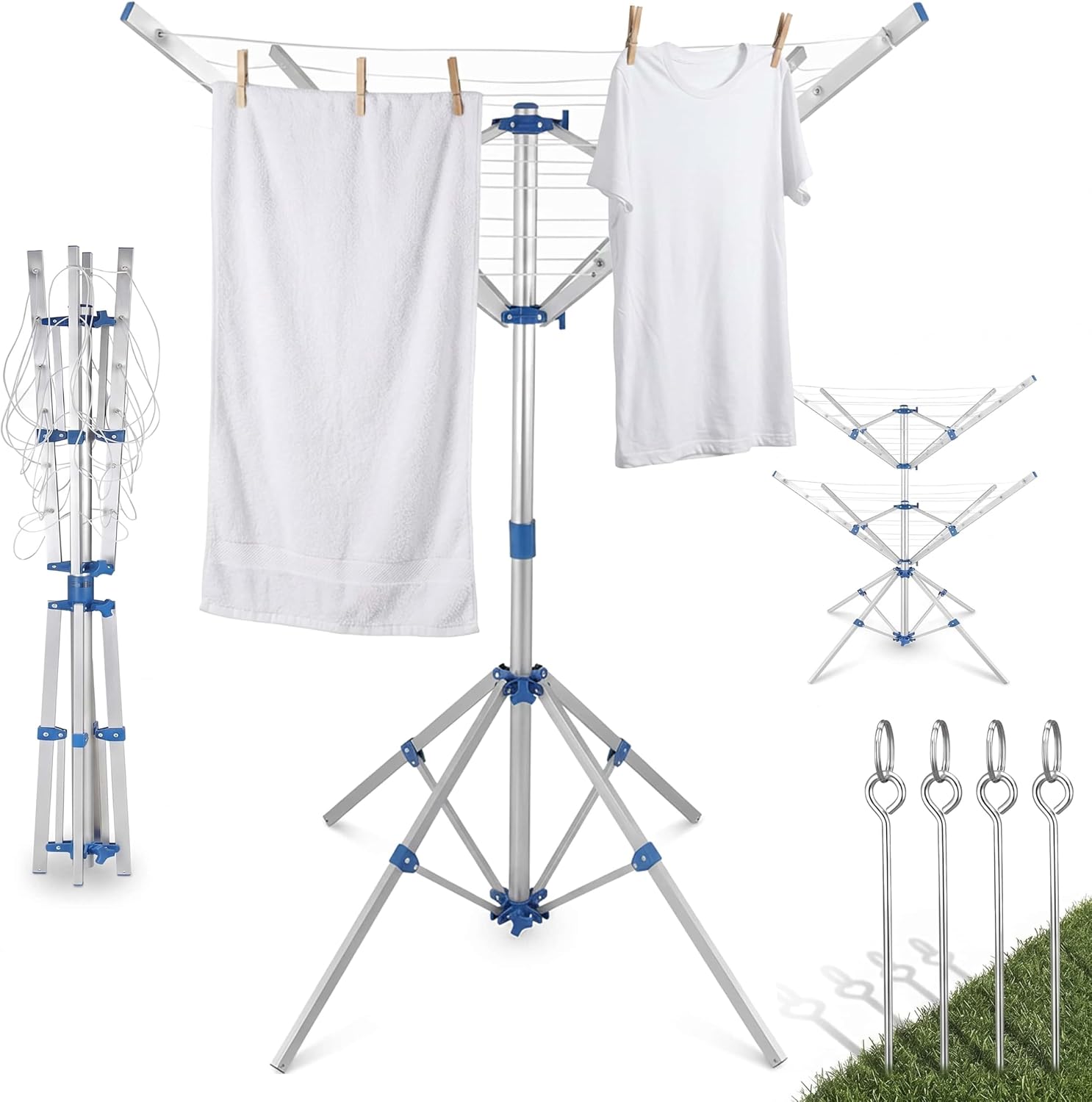 Monzana® Wäschespinne Höhenverstellbar Camping Wäscheständer Wäscheleine Garten