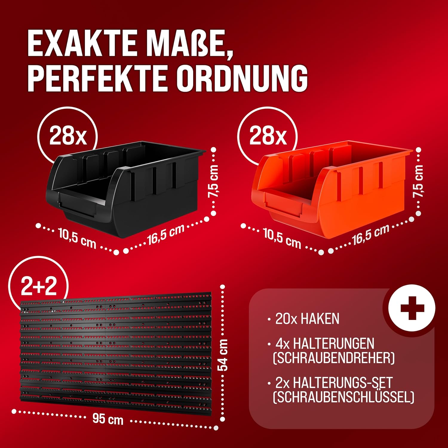 Monzana® Wandregal 86 tlg mit Stapelboxen und Werkzeughalter Box Erweiterbar Werkzeuglochwand Werkstattregal — Ansicht 4