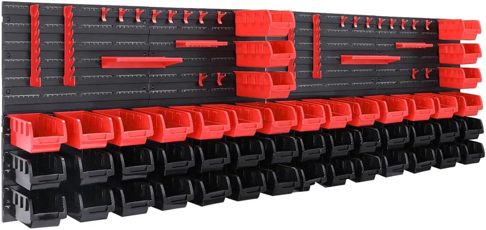 Monzana® Wandregal 86 tlg mit Stapelboxen und Werkzeughalter Box Erweiterbar Werkzeuglochwand Werkstattregal