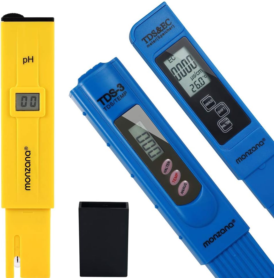 Monzana® Wassertester 3in1 Set | Messgerät für PH TDS EC und Temperatur | Pool Tester Digital Wasserprüfer