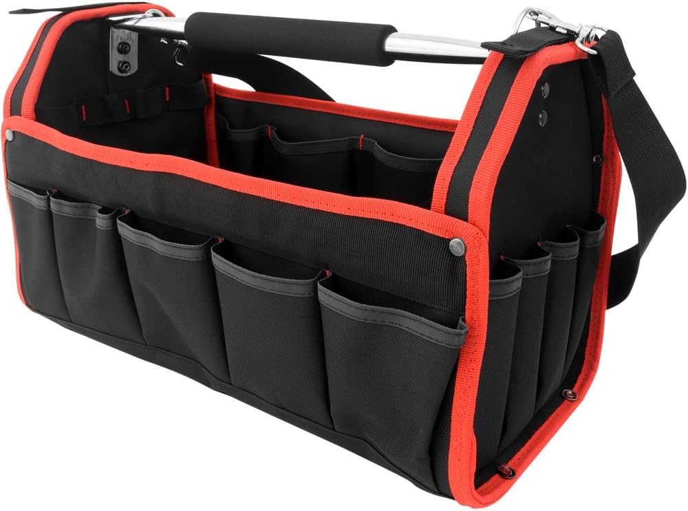 MONZANA® Werkzeugtasche XL 42cm mit verstellbarem Schultergurt stabile Tragestange 8 Innen und 15 Außentaschen Montagetasche Werkzeugbox Werkzeugkasten — Ansicht 4