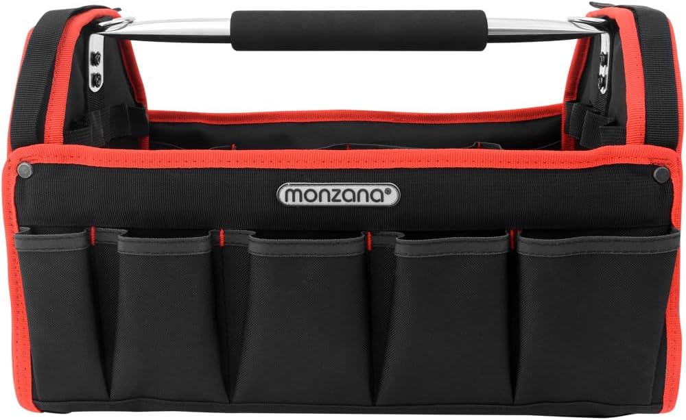 MONZANA® Werkzeugtasche XL 42cm mit verstellbarem Schultergurt stabile Tragestange 8 Innen und 15 Außentaschen Montagetasche Werkzeugbox Werkzeugkasten — Ansicht 6