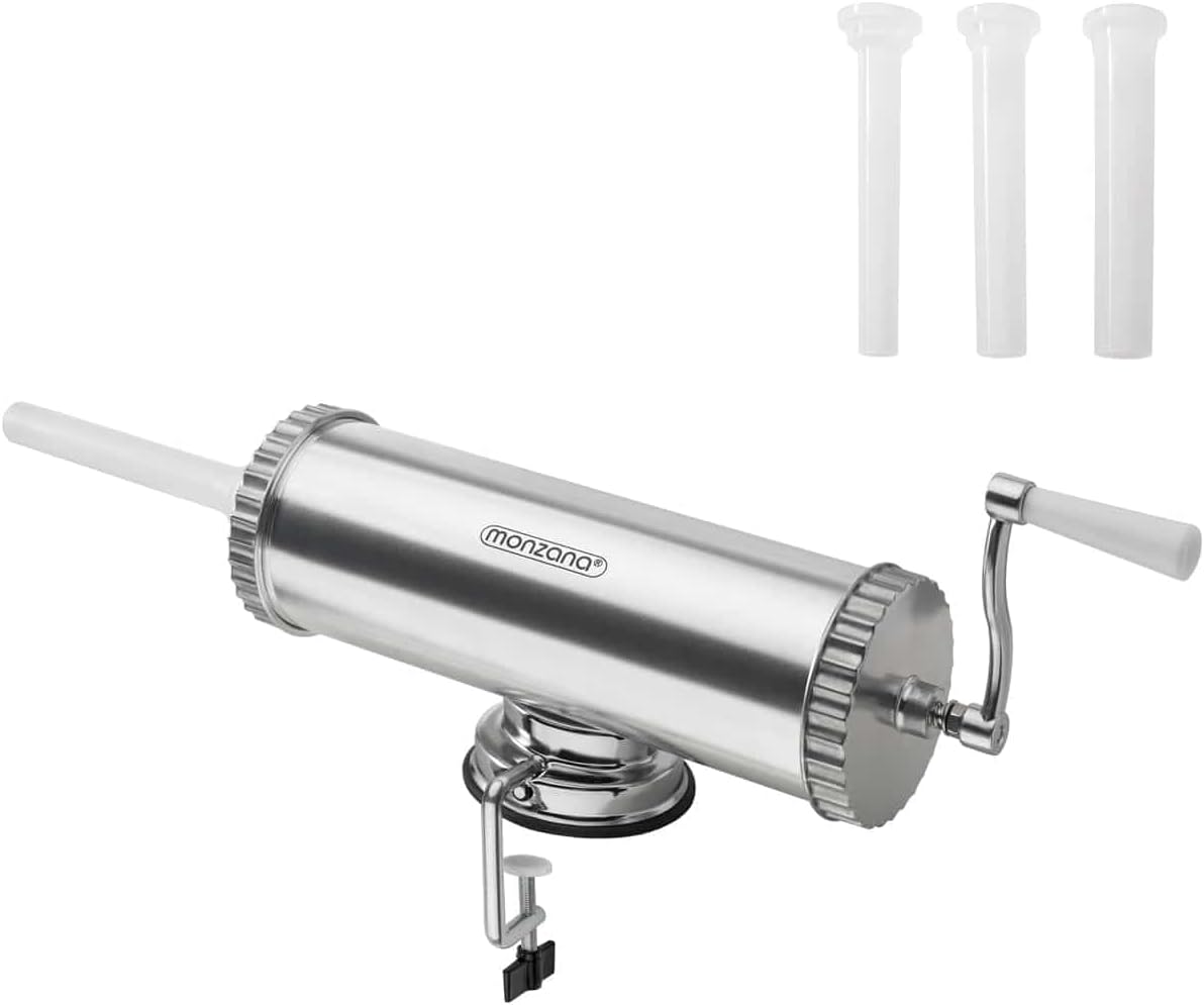 MONZANA® Wurstfüller Aluminium Tischklemme 3 Füllrohre Manuell 2,5 kg Füllmenge